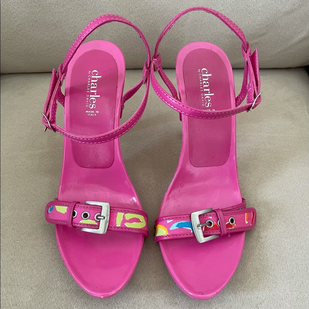 Charles David Pink Strappy Heels Sandals